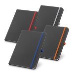 Moleskine, capa dura couro sintético. Com porta esferográfica e 80 folhas pautadas. 90 x 140 mm