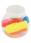 KIT CANETA MARCA TEXTO, COM POTE DE PLÁSTICO TRANSPARENTE, E 5 MINI CANETAS MARCA TEXTO.