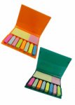  Bloco de anotações com post-its coloridos, estojo de plástico.