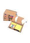  Bloco de anotações ecológico com post-its e caneta reciclável.