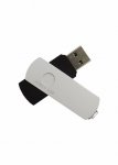 Pen drive giratório de 4 Gb, material de alumínio, com detalhe emborrachado.